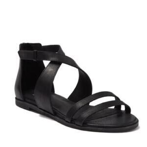 Eileen Fisher Cici Black Strappy Lagenlook Sandals S-107 Sz 10